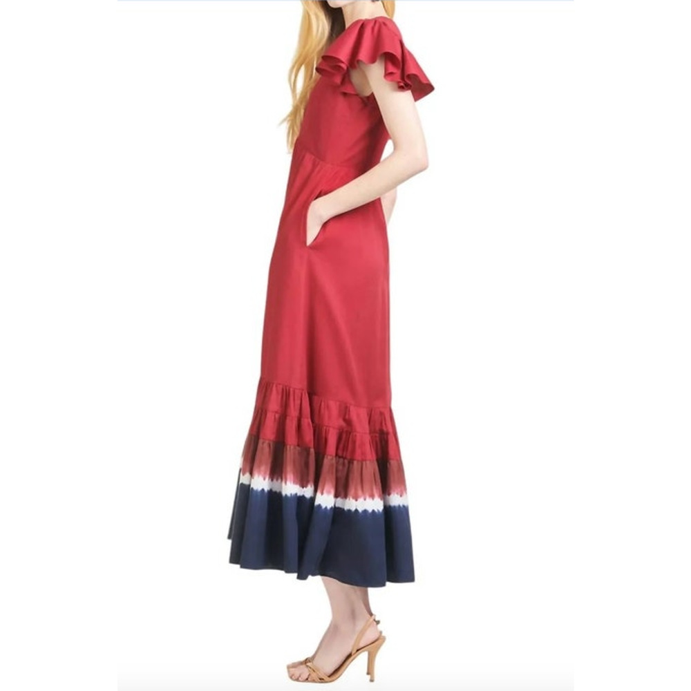 SACHIN + BABI Dress Size 4 Evening Gown NEW Paloma Rose Pockets Midi Red Blue - Picture 9 of 9